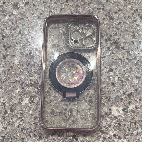 Elegant Pink Phone Case with Glitter Ring IPhone 16 Pro Max - Picture 2 of 3